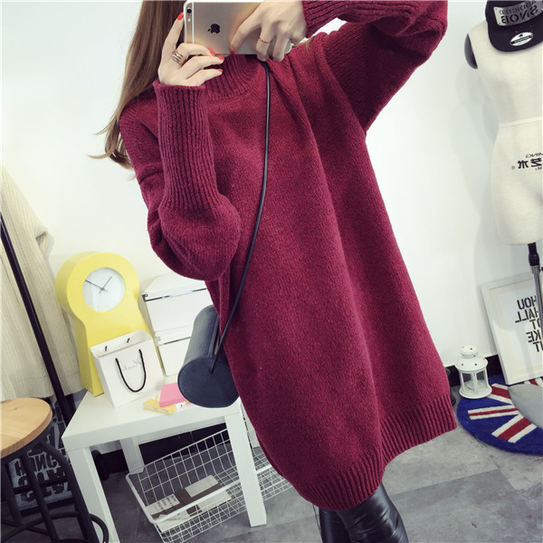 Sweater เสื้อไหมพรมถักตัวยาว สีแดงใส่ตัวเดี๋ยวได้เลยเก๋ๆ ไหมพรมนุ่มยืดได้เยอะ แดง
