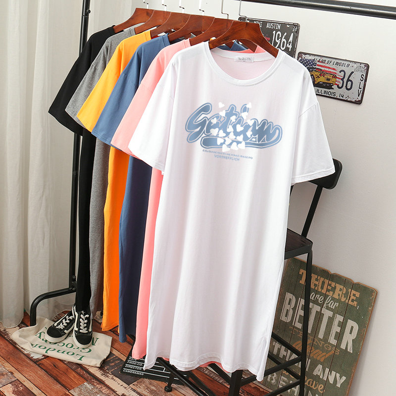 เดรสสไตล์เสื้อยืด S-3XL(อกเสื้อยืด 43- 51 นิ้ว)ใส่สบายๆอยู่บ้าน ใส่นอน