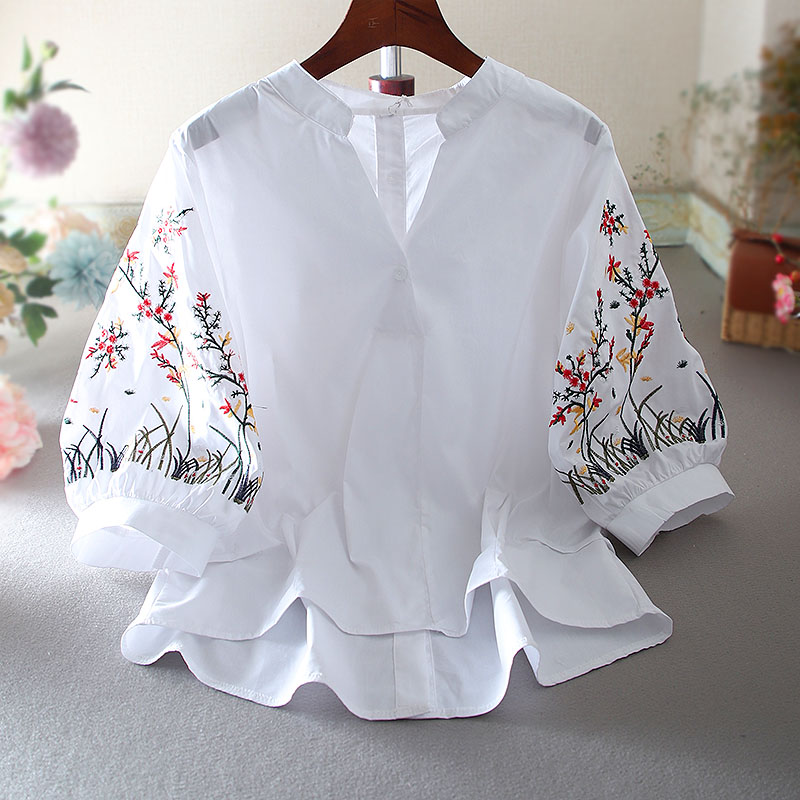 เสื้อลินิน เสื้อผ้าฝ้ายลินิน เสื้อเชิ้ตผ้าลินิน ปักลายสวยๆด้วยด้าย สไตล์VINTAGE