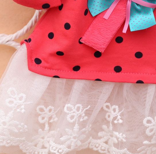 ชุดกระโปรงเด็กผู้หญิง อายุ 6 - 24 เดือน 2 ขวบ เดรสเด็ก เสือแขนยาว สีแดงแตงโม ลายจุด กระโปรง สีขาว ติด อมยิ้ม ชุดเด็กผู้หญิง ลูกคุณหนู 804387_1