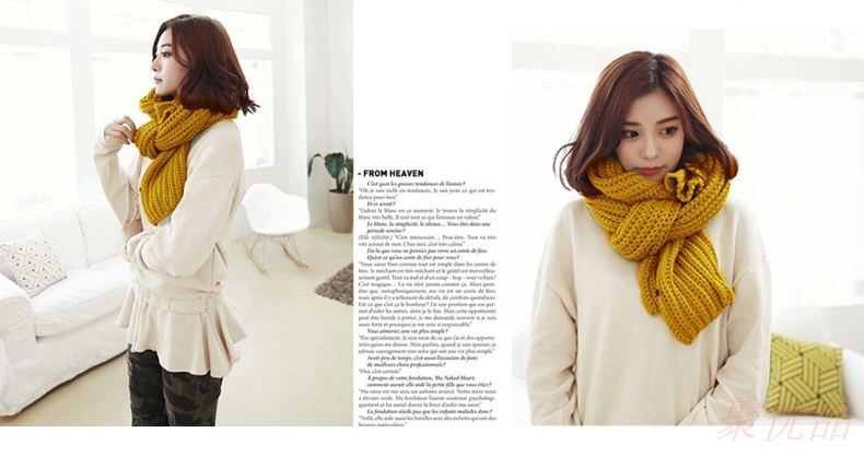 ผ้าพันคอ ไหมพรม เกาหลี สีเหลืองมัสตาร์ด พร้อมส่ง เหลืองมัสตาร์ด