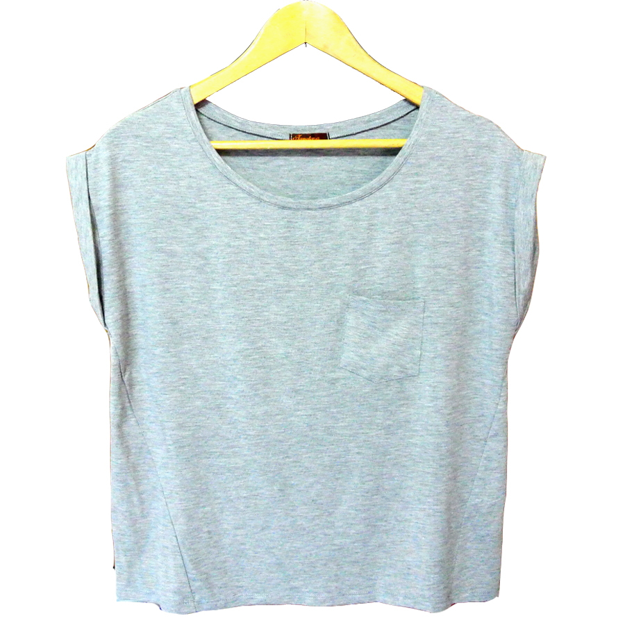 เสื้อผ้าแฟชั่น เสื้อยืด ตัวหลวมพับแขน