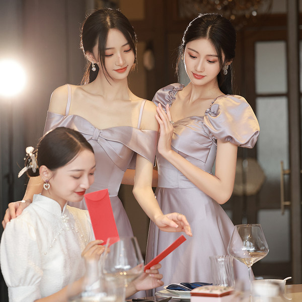 ชุดเพื่อนเจ้าสาวสีเทา ชุดเพื่อนเจ้าสาว ชุดไปงานแต่งงาน
