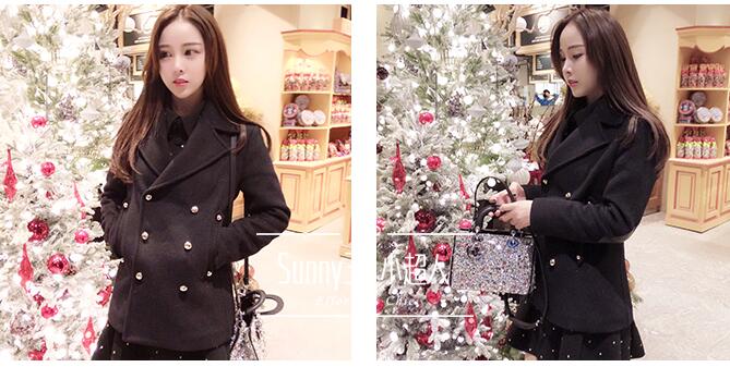 เสื้อโค้ทกันหนาว สีดำ ทรงพอดีตัว แบบนักเรียนเกาหลี ใครชอบแนวนี้พลาดไม่ได้ค่า เนื้อผ้าสำลี+สักกะหลาด บุซับในกันลม ผ้าไม่หนามาก ดำ