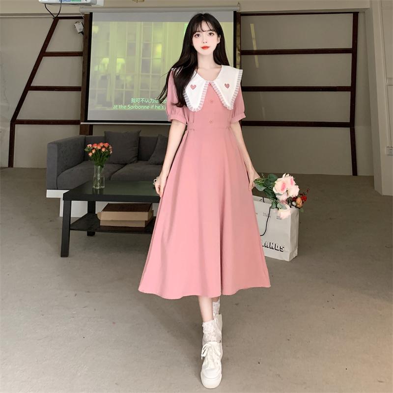 เดรสแขนสั้น มีไซส์ L-4XLอก 38-47 นิ้ว ใส่ได้ทั้งสาวหุ่นดีน่ารักจนถึงสาวอวบพลัสไซส์