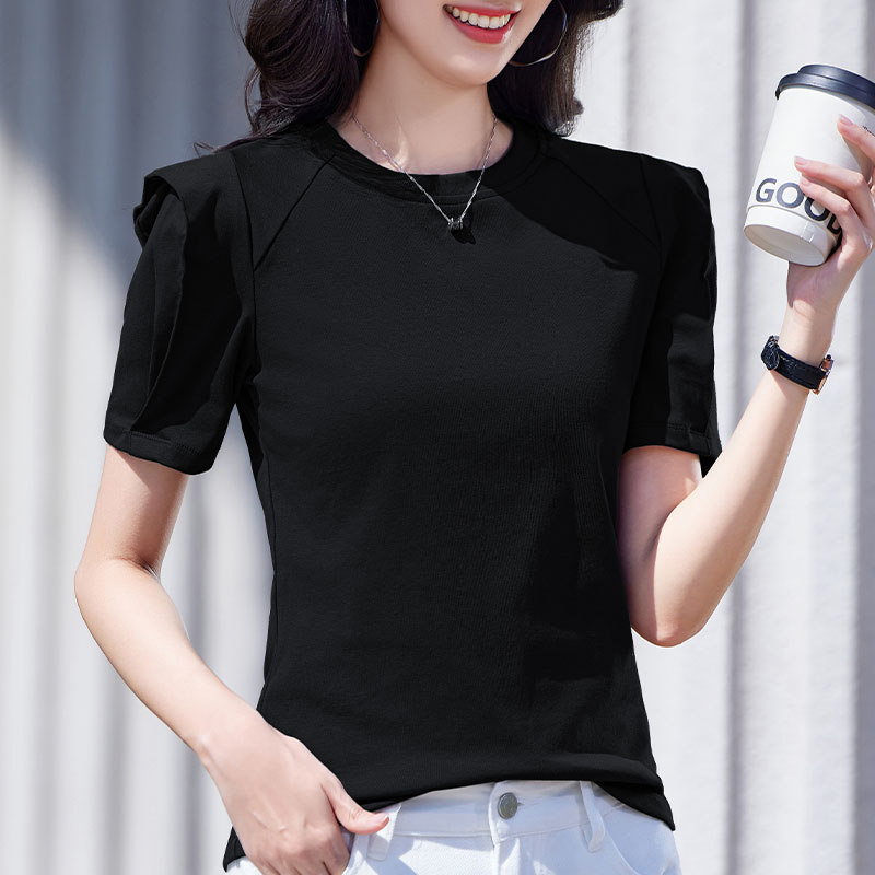 เสื้อยืดสีดำ แฟชั่น เสื้อยืด T-shirt สีดำ สวมใส่สบาย ไม่ร้อน