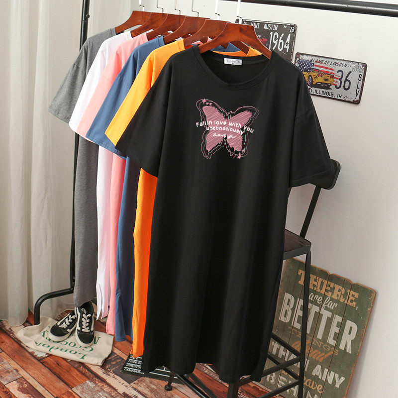เดรสสไตล์เสื้อยืด S-3XL(อกเสื้อยืด 43- 51 นิ้ว)ใส่สบายๆอยู่บ้าน ใส่นอน