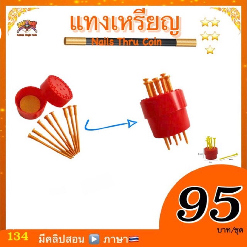 อุปกรณ์มายากล แทงเหรียญ (Nails Thru Coin)