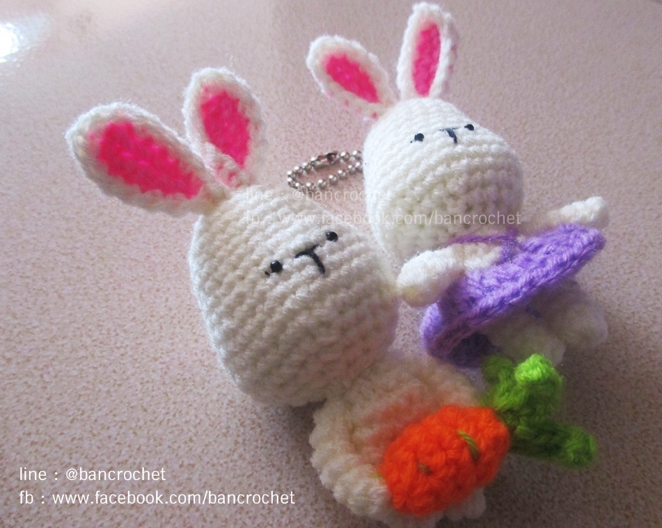 กระต่ายถักคู่รัก สีม่วง