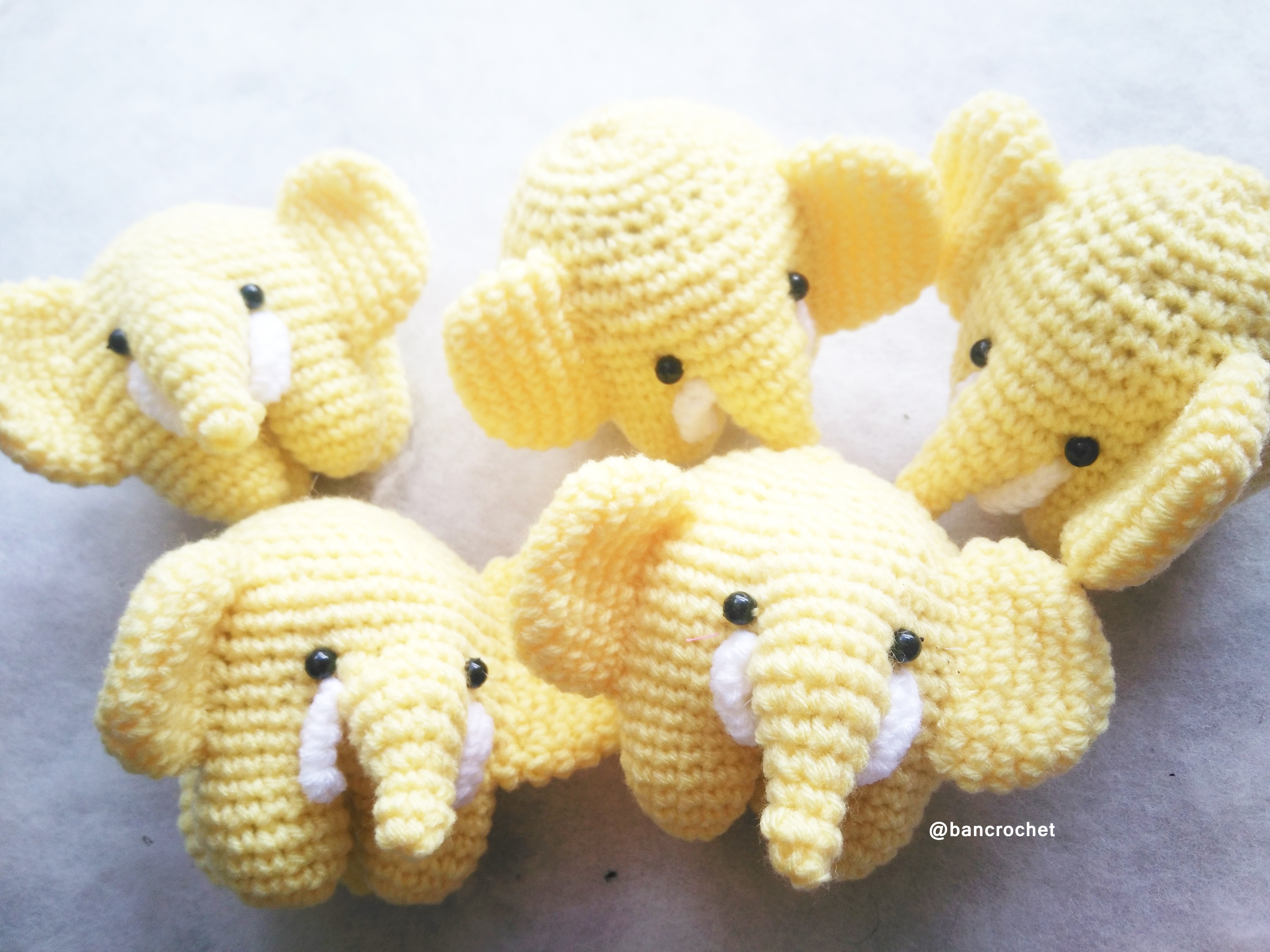 Bancrochet ช้างถักโครเชต์ Crochet elephant doll (ราคาส่ง) คละสี 3 นิ้ว