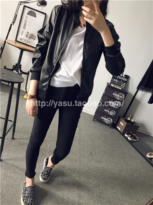 แจ็คเก็ตหนังเทียม ทรงสวย เท่ ดูดี เก๋ไก๋ พร้อมส่งเลยจ้า black