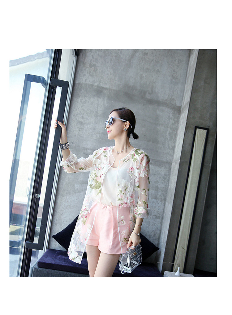 เสื้อคลุม ผ้าแก้ว พร้อมส่ง ลายดอกไม้หวานๆ แบบเก๋ไก๋ไม่เหมือนใคร