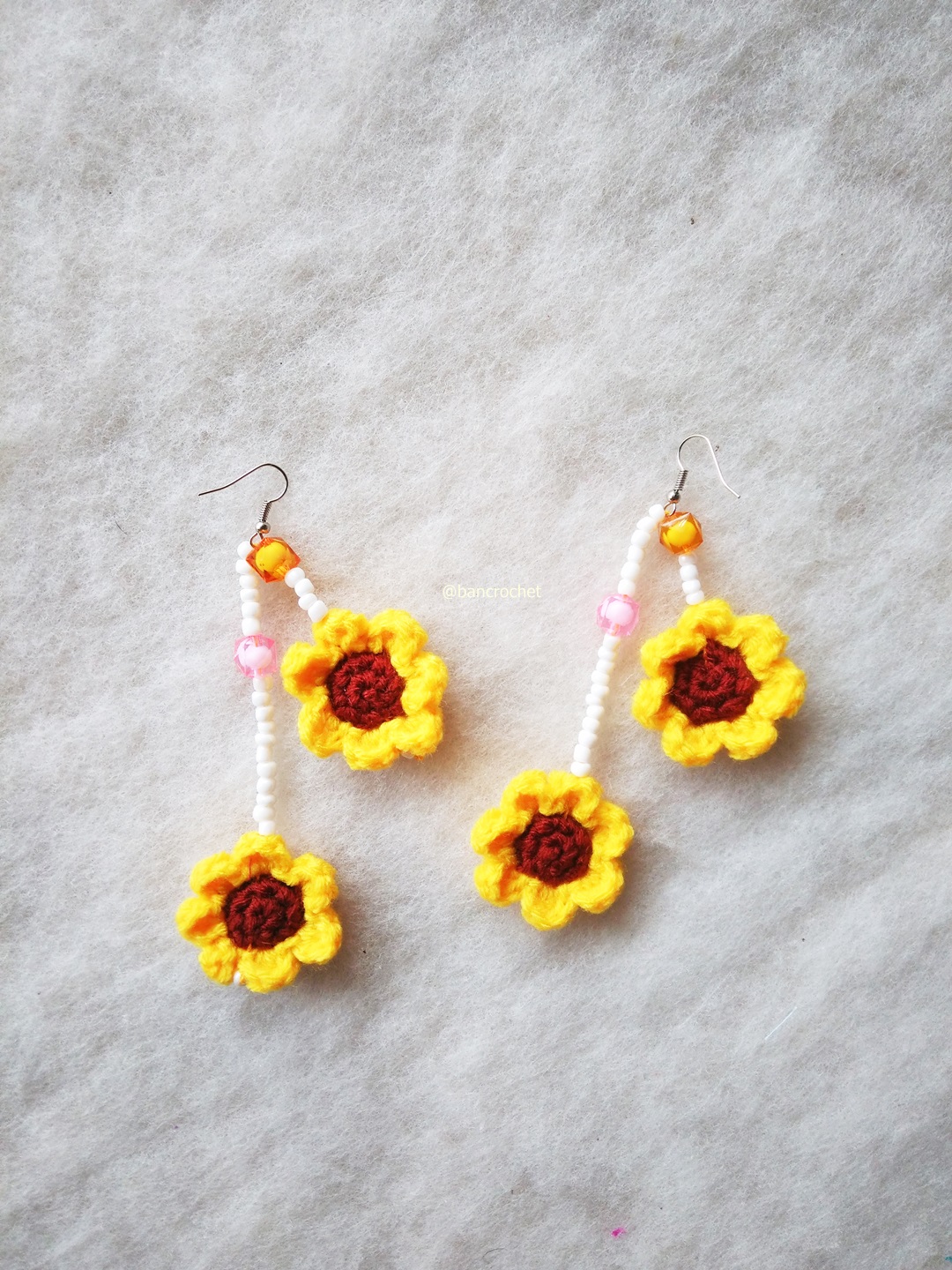ต่างหูถักโครเชต์ crochet earrings หลากสี 5 นิ้ว