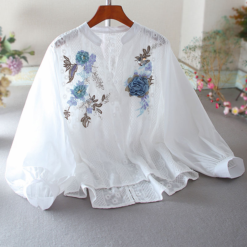 เสื้อลินิน เสื้อผ้าฝ้ายลินิน เสื้อเชิ้ตผ้าลินิน ปักลายสวยๆด้วยด้าย สไตล์VINTAGE