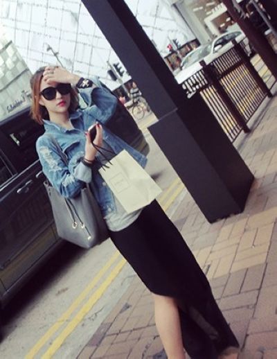 พร้อมส่ง - กระโปรงซีฟองยาว ไล่ระดับ สีดำ black มีซับใน black