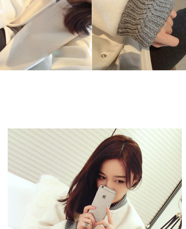 เสื้อกันหนาว ผ้าสำลีสีขาวเนื้อนุ่ม บุซับใน จั๊มแขนไหมพรม พร้อมส่ง ขาว