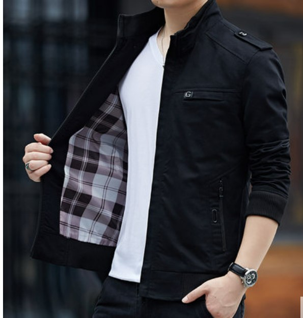 เสื้อ Jacket ผู้ชาย แบบเท่ ๆ ผ้า 2 ชั้น ใส่กันลม กันหนาว เสื้อ jacket แบบมีกระเป๋าหน้า ทรง สวย 63218