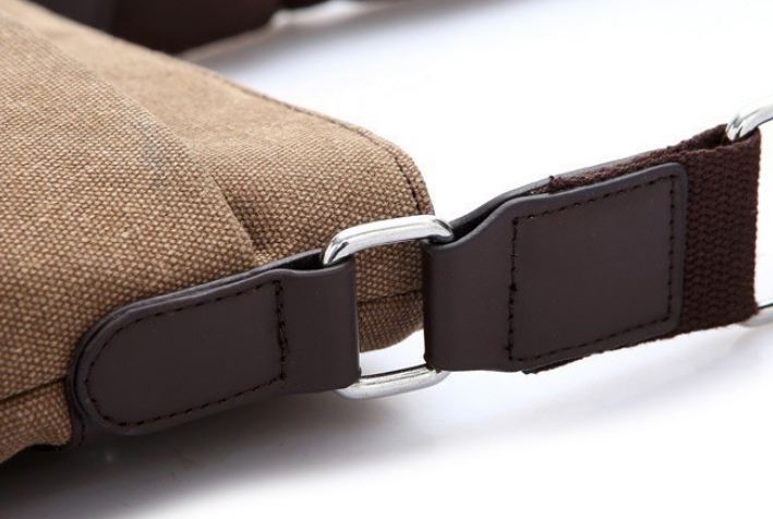 กระเป๋าสะพายข้างผู้ชาย ขนาดกลาง กระเป๋าสะพายผ้าแคนวาส แบบไม่มีฝาปิด ใช้ง่าย กระเป๋าสะพายข้างผู้หญิง ผู้ชายใช้ได้ สีน้ำตาล น้ำเงิน 607366