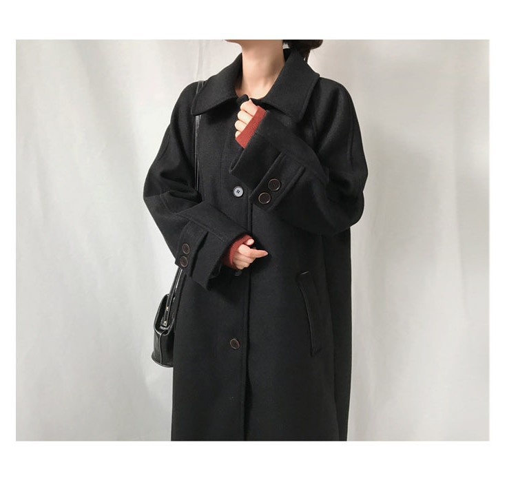 OverCoat เสื้อโค้ทยาวกันหนาว สไตล์ญี่ปุ่น แบบเรียบๆ ผ้าวูลผสมเนื้อดี บุซับในกันลม พร้อมส่ง