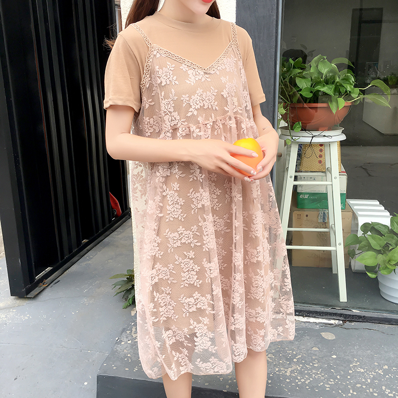 Dress4594 เดรส 2 ชิ้น เดรสลูกไม้ยาวทรงปล่อย+เดรสตัวในผ้าคอตตอนเนื้อดีหนานุ่มยืดหยุ่นสูง งานดีทรงดีลายสวย ดีเทลน่ารักหวานๆ ใส่เก๋ๆ ได้บ่อย มี 2 สี น้ำตาลครีม, ขาวชมพู