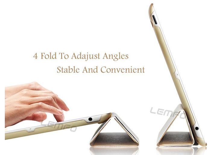 เปิดตัว Smart case สุดหรู เคสแม่เหล็ก Auto Wake Up Sleep Apple iPad 2 3 4 สีทอง บลัชออน ด้านหลังเป็น เคสใส โชว์เครื่อง 246819