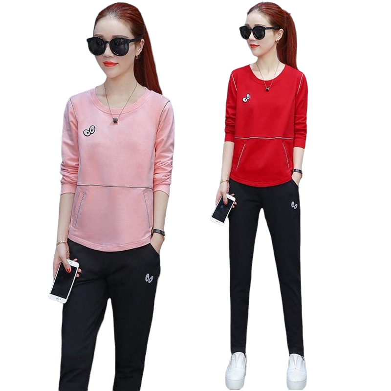 Set_bt1720 ชุดเซ็ทสปอร์ต 2 ชิ้น(เสื้อ+กางเกง) เสื้อแขนยาวแต่งกระดุมหลัง+กางเกงขายาวเอวยืด ผ้าคอตตอนกำมะหยี่เนื้อดี **พร้อมส่งสีชมพูสีเดียวค่ะ