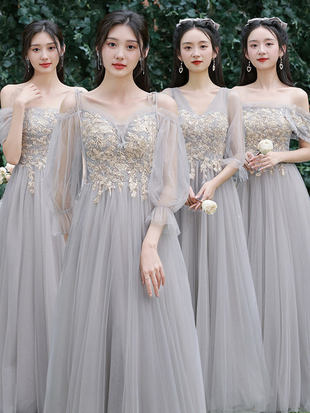 ชุดเพื่อนเจ้าสาวสีเทา ชุดเพื่อนเจ้าสาว ชุดไปงานแต่งงาน