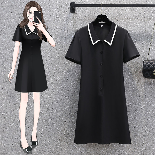 เดรสคนอ้วน เดรสสาวอวบ ชุดเดรสคนอ้วนวัยรุ่นแขนสั้น BY PLUS SIZE Girl