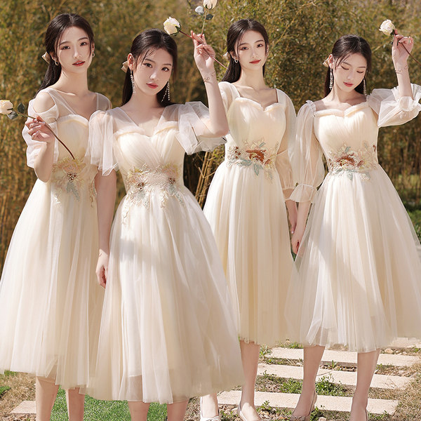 ชุดเพื่อนเจ้าสาวสีครีม ชุดเพื่อนเจ้าสาว ชุดไปงานแต่งงาน