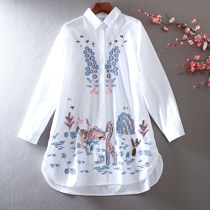 เสื้อลินิน เสื้อผ้าฝ้ายลินิน เสื้อเชิ้ตผ้าลินิน ปักลายสวยๆด้วยด้าย สไตล์VINTAGE