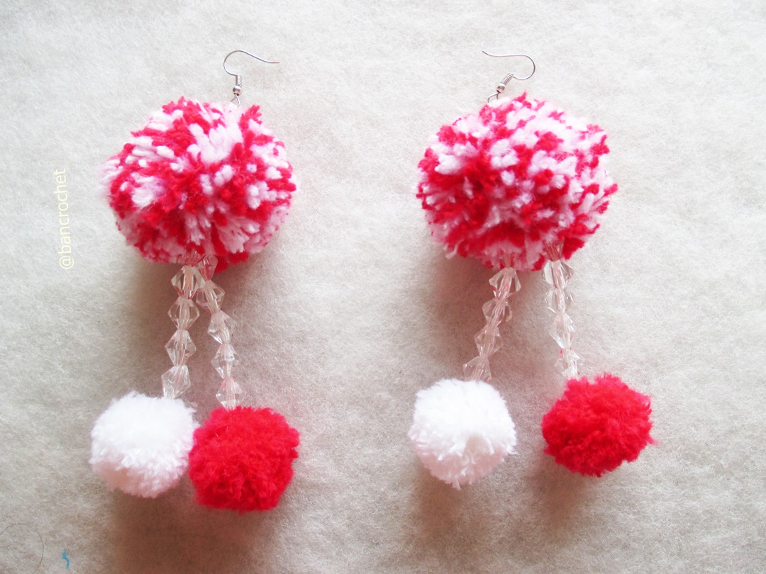 ต่างหูถักโครเชต์ crochet earrings หลากสี 5 นิ้ว