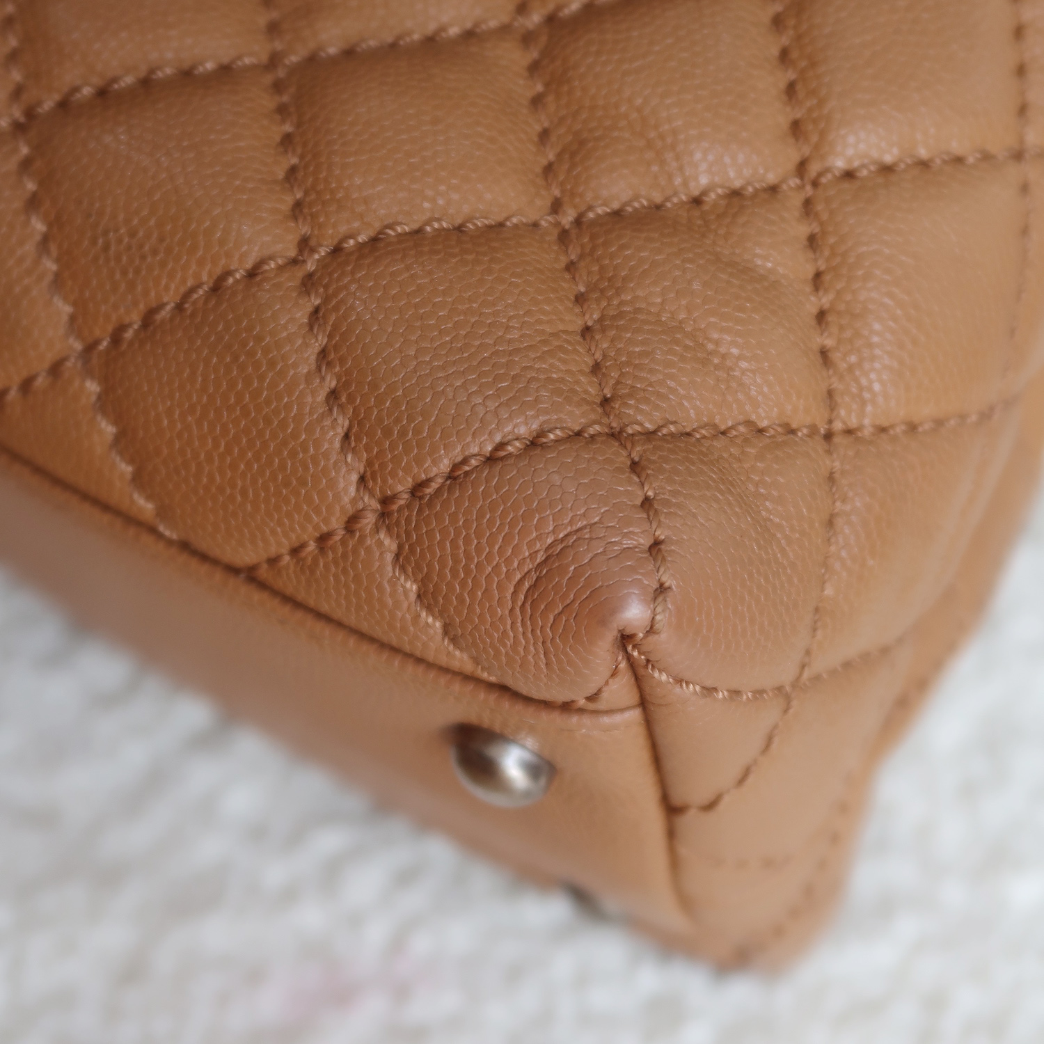 Chanel Caramel Caviar Coco Handle Lizard Medium 13" RHW