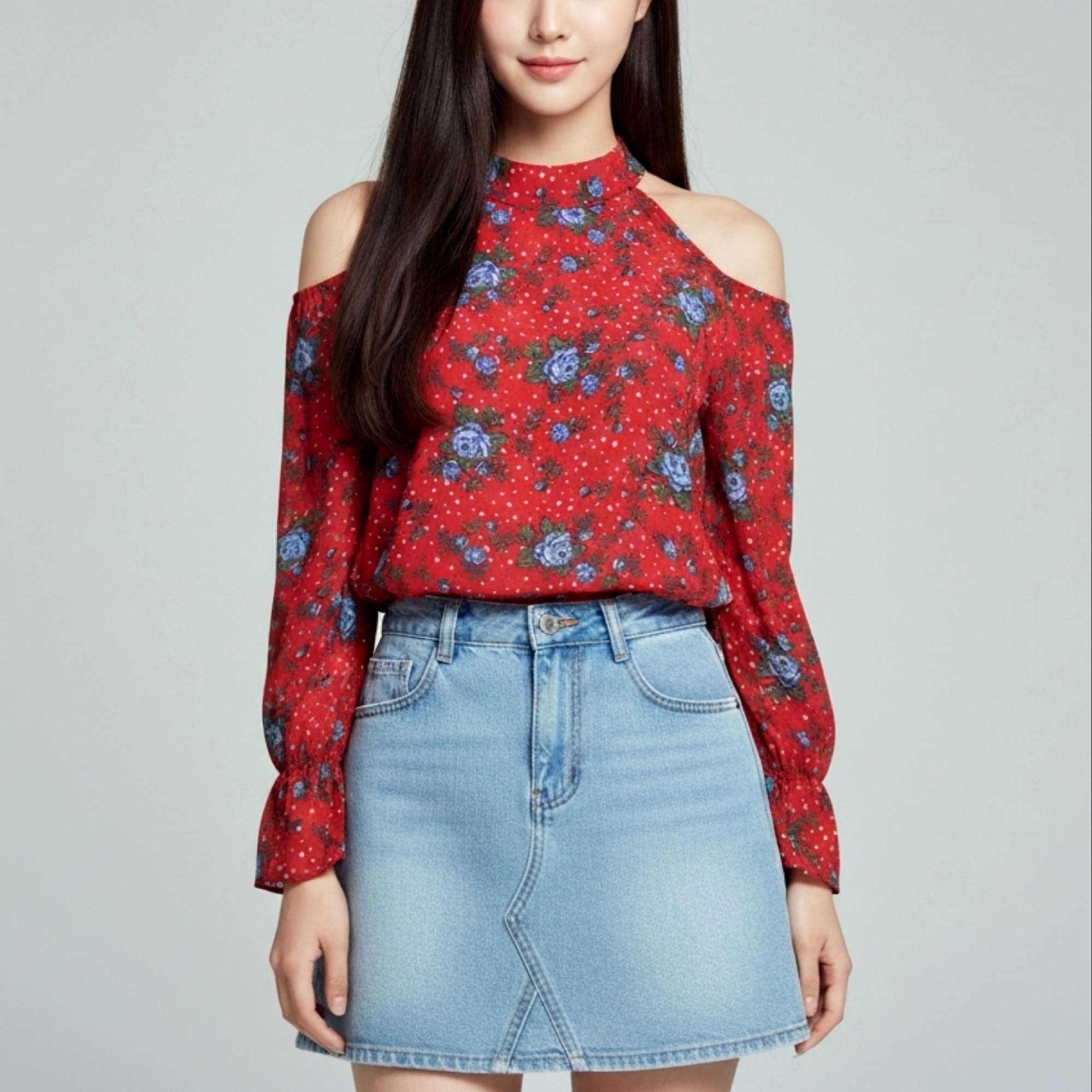 🌷 Blouse4012 เสื้อชีฟองแขนยาวเว้าไหล่ลายดอกไม้ ผ้าชีฟองเนื้อนุ่มละมุน พริ้วสวยให้ลุคหวานอ่อนโยนสุดๆ