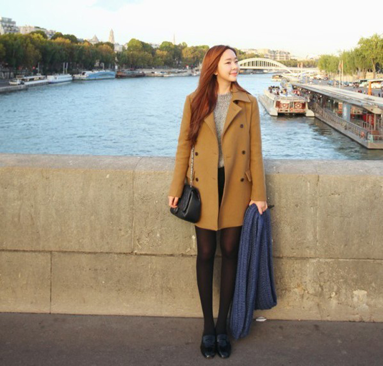 เสื้อโค้ทกันหนาว รุ่นกระดุม 2 แถว สไตล์เกาหลี ใส่ได้หลายแบบ ผ้าวูลผสม พร้อมส่ง