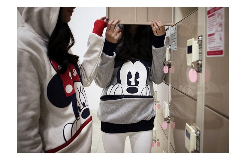 พร้อมส่ง - เสื้อกันหนาวฮู้ดดี้ มินนี่เมาส์ มิกกี้เมาส์ ผ้าไม่หนา ใส่คลุมในวันสบายๆ แฟชั่นเกาหลี น่ารัก เทา,ขาว เลือกสีด้านล่างค่ะ