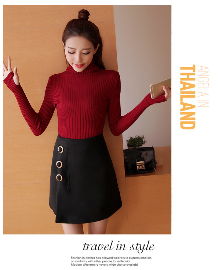 สีแดงเข้ม : เสื้อสเวตเตอร์ ไหมพรมคอเต่าพับได้ ผ้าร่อง ยืดได้เยอะ หุ้มถึงมือ พร้อมส่ง