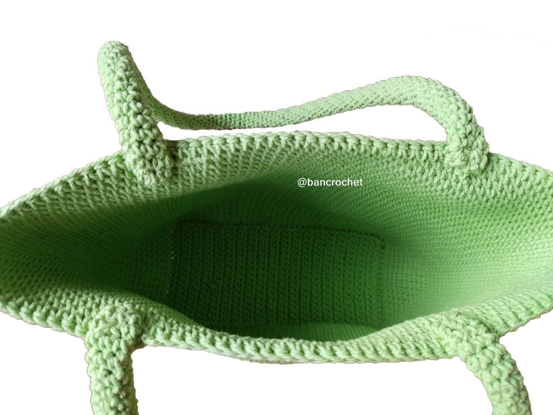 Bancrochet กระเป๋าถักโครเชต์ crochet bag เขียว 24*32*9 สาย29 cm