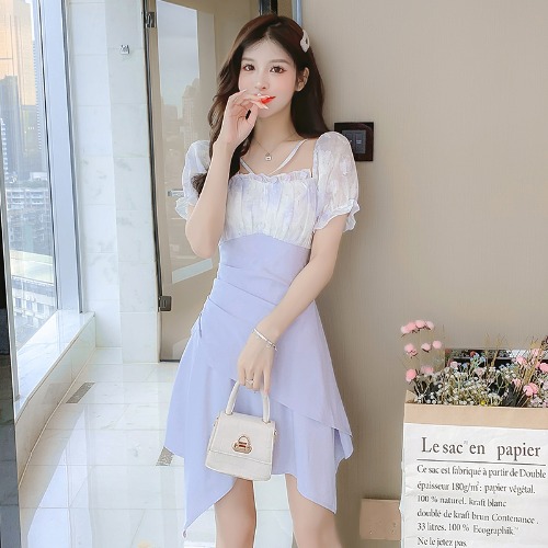 เดรสลูกไม้ เดรสชีฟองสวยๆ แขนสั้น By Meiyi women's clothing