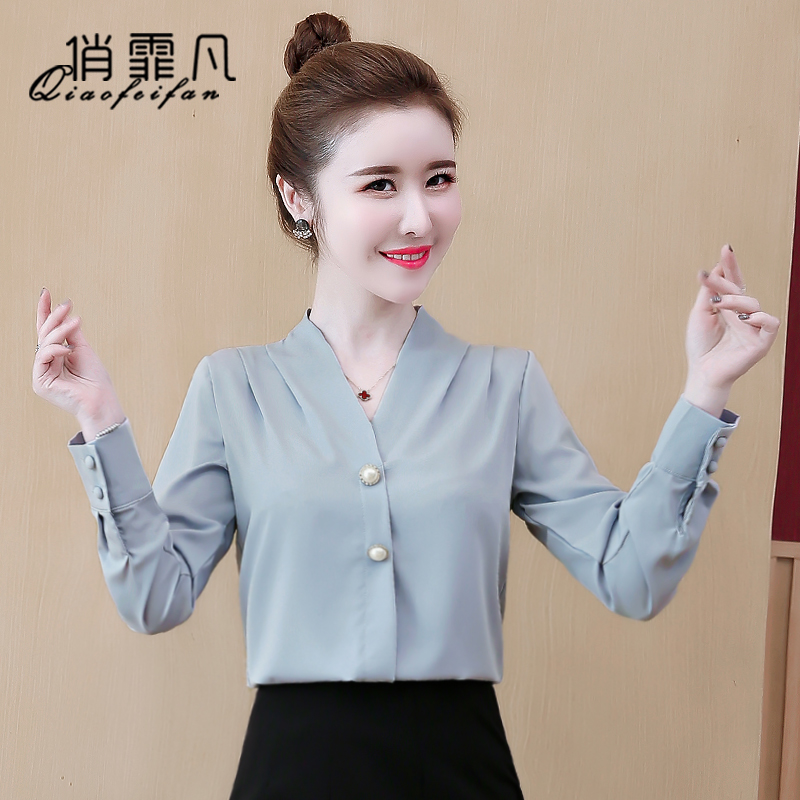 เสื้อเชิ้ตผู้หญิง เสื้อผ้าทำงานสไตล์เรียบหรู เสื้อเชิ้ตผู้หญิงยาว เสื้อเชิ้ตผู้หญิงแฟชั่นเกาหลี