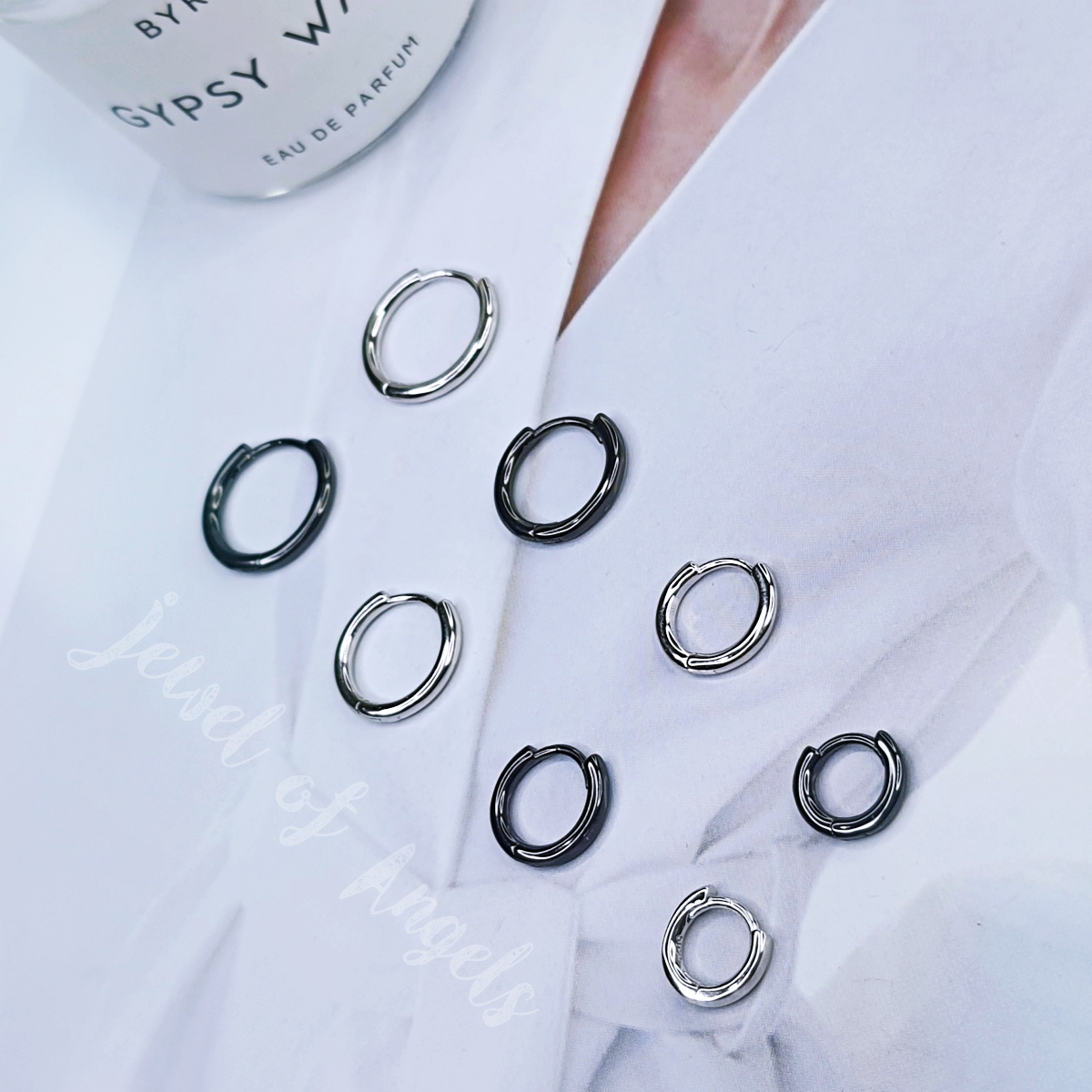 ต่างหูเงินแท้S925 รุ่น Basic Round ต่างหูห่วงหนา ล็อคปลาย เบสิคมินิมอล เงินแท้ทั้งชิ้น สีเงิน สีดำ Silver925