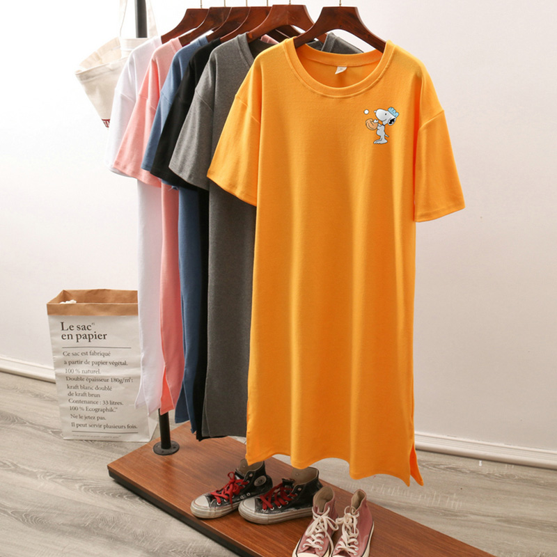 เดรสสไตล์เสื้อยืด S-3XL(อกเสื้อยืด 43- 51 นิ้ว)ใส่สบายๆอยู่บ้าน ใส่นอน