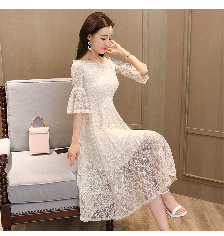 Dress4381 เดรสยาวลูกไม้เปิดไหล่สม็อครอบอก ผ้าลูกไม้ลายดาววิ้งๆ งานดีทรงสวยหรูดูแพง