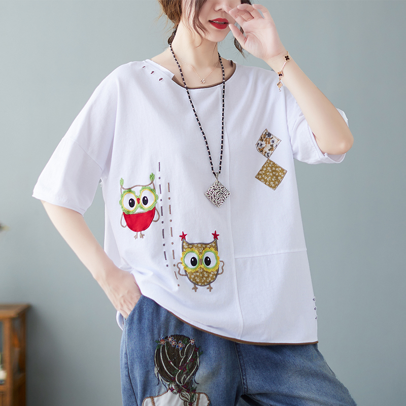 เสื้อลินินคนอ้วน เสื้อทีเชิ้ตคนอ้วนผู้หญิง เสื้อทีเชิ้ตตัวใหญ่ By Literary Plus size