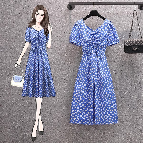 เดรสคนอ้วน เดรสสาวอวบ ชุดเดรสคนอ้วนวัยรุ่นแขนสั้น BY PLUS SIZE Girl