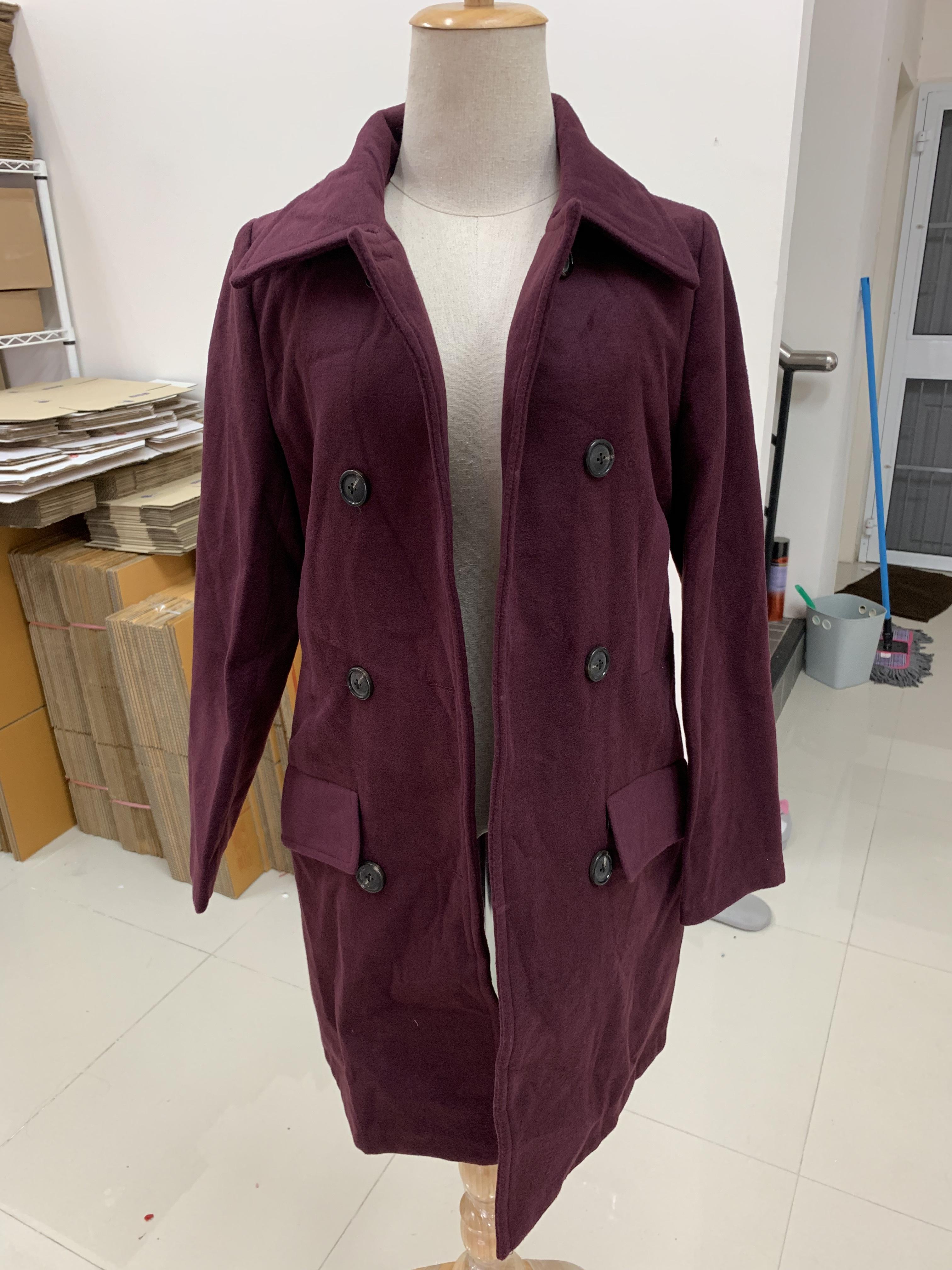 เสื้อโค้ทกันหนาว รุ่นกระดุม 2 แถว สไตล์เกาหลี ใส่ได้หลายแบบ ผ้าวูลผสม พร้อมส่ง