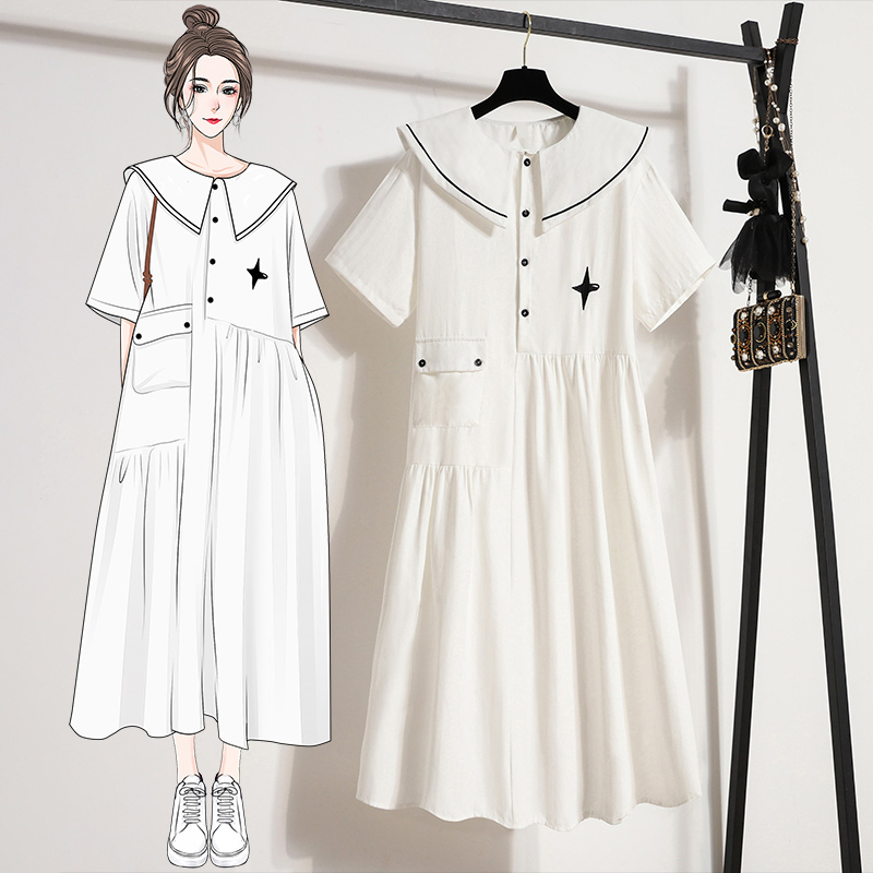 เดรสแขนสั้น มีไซส์ L-4XLอก 38-47 นิ้ว ใส่ได้ทั้งสาวหุ่นดีน่ารักจนถึงสาวอวบพลัสไซส์
