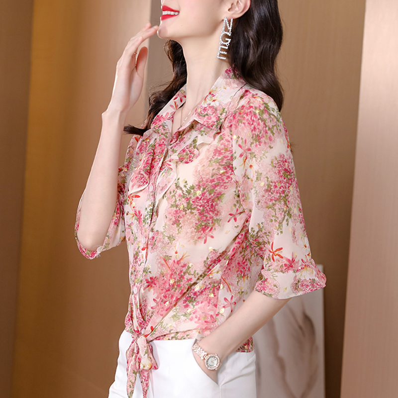 เสื้อชีฟอง เสื้อแฟชั่นสุภาพสตรีวัยผู้ใหญ่ มีไซต์ อก34นิ้ว-43นิ้ว
