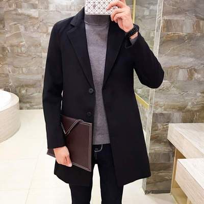 เสื้อโค้ทผู้ชาย สไตล์เกาหลี ทรงคลาสสิค ใส่ง่ายเข้ากับทุกชุด กันหนาวได้ดี พร้อมส่ง สีดำ