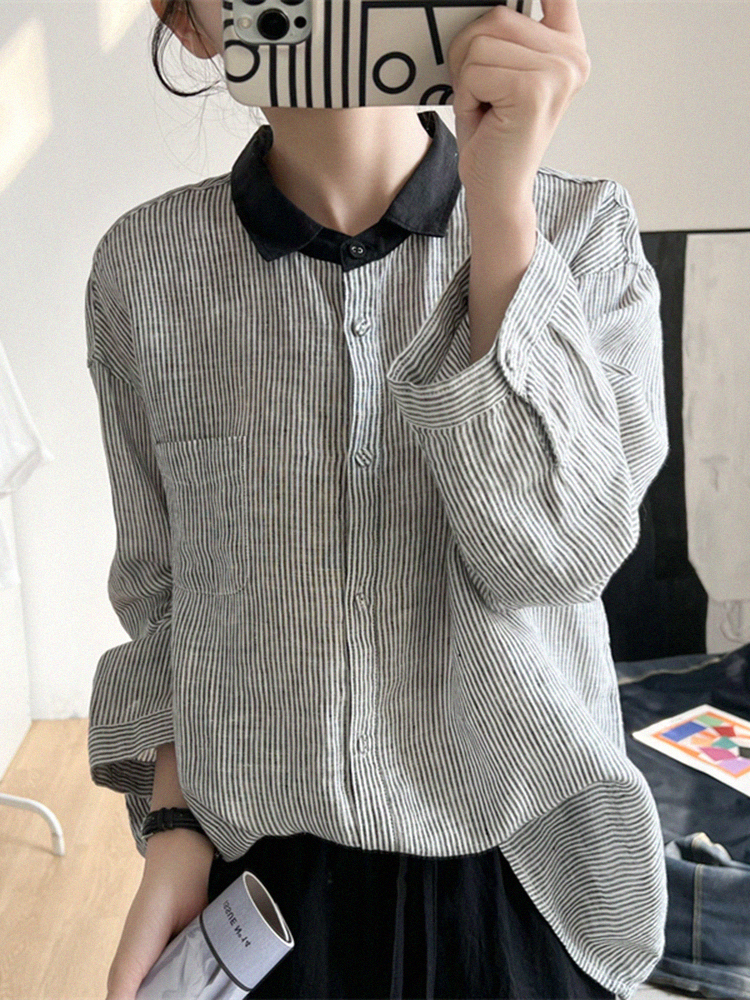 เสื้อลินิน เสื้อผ้าฝ้ายลินิน เสื้อเชิ้ตผ้าลินิน S M l XL จากแบรนด์ ZIMO