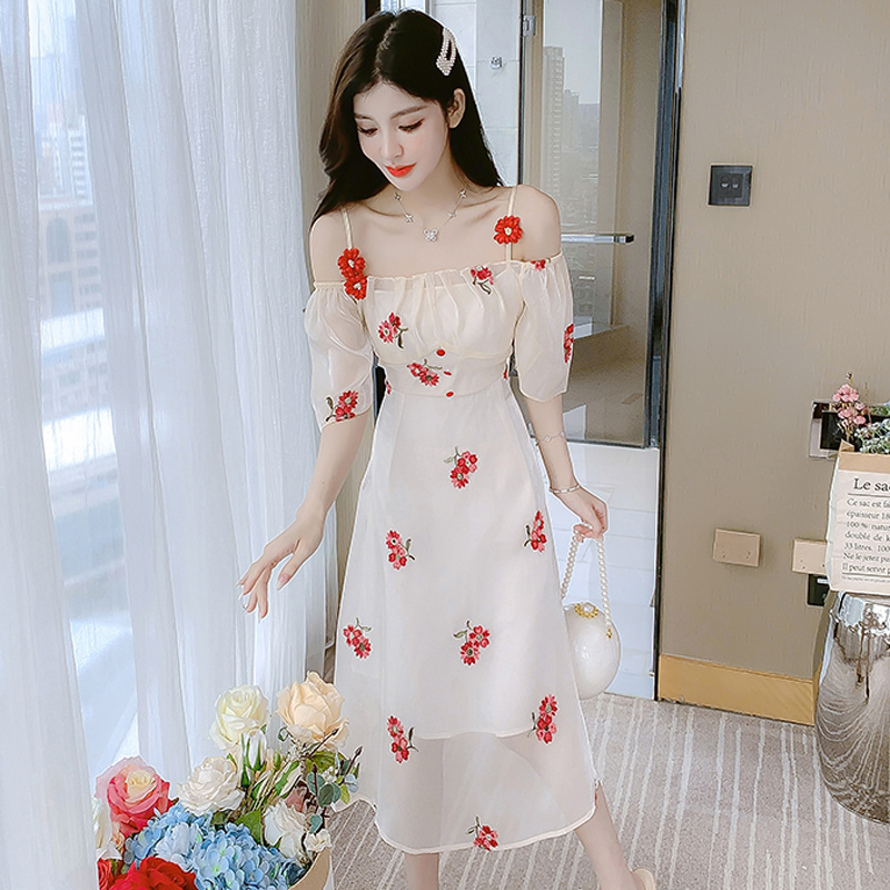 เดรสลูกไม้ เดรสชีฟองสวยๆ แขนสั้น By Meiyi women's clothing